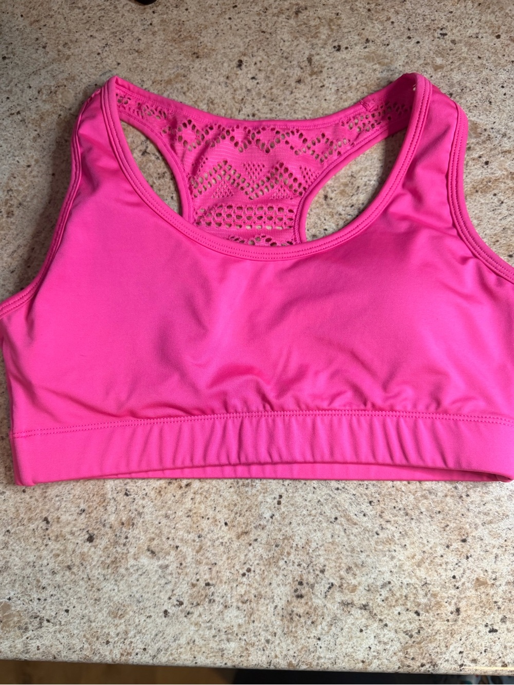 ZYIA Hot Pink Lace-Back Sports Bra